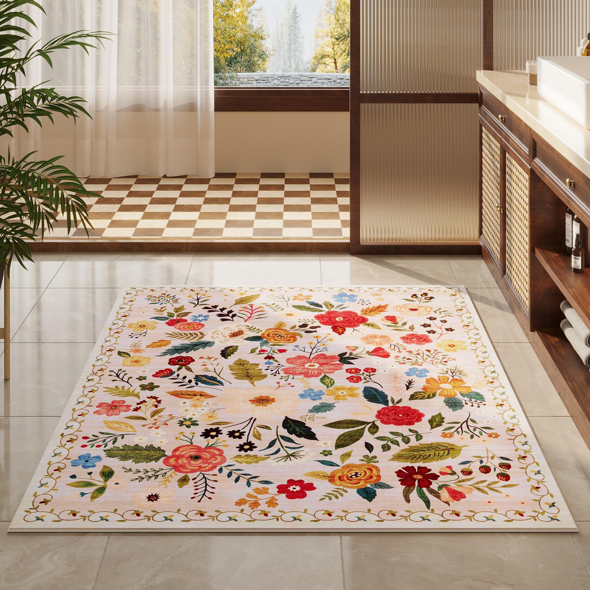 Rugcomf kids playroom rug beige ready for busy playtimes