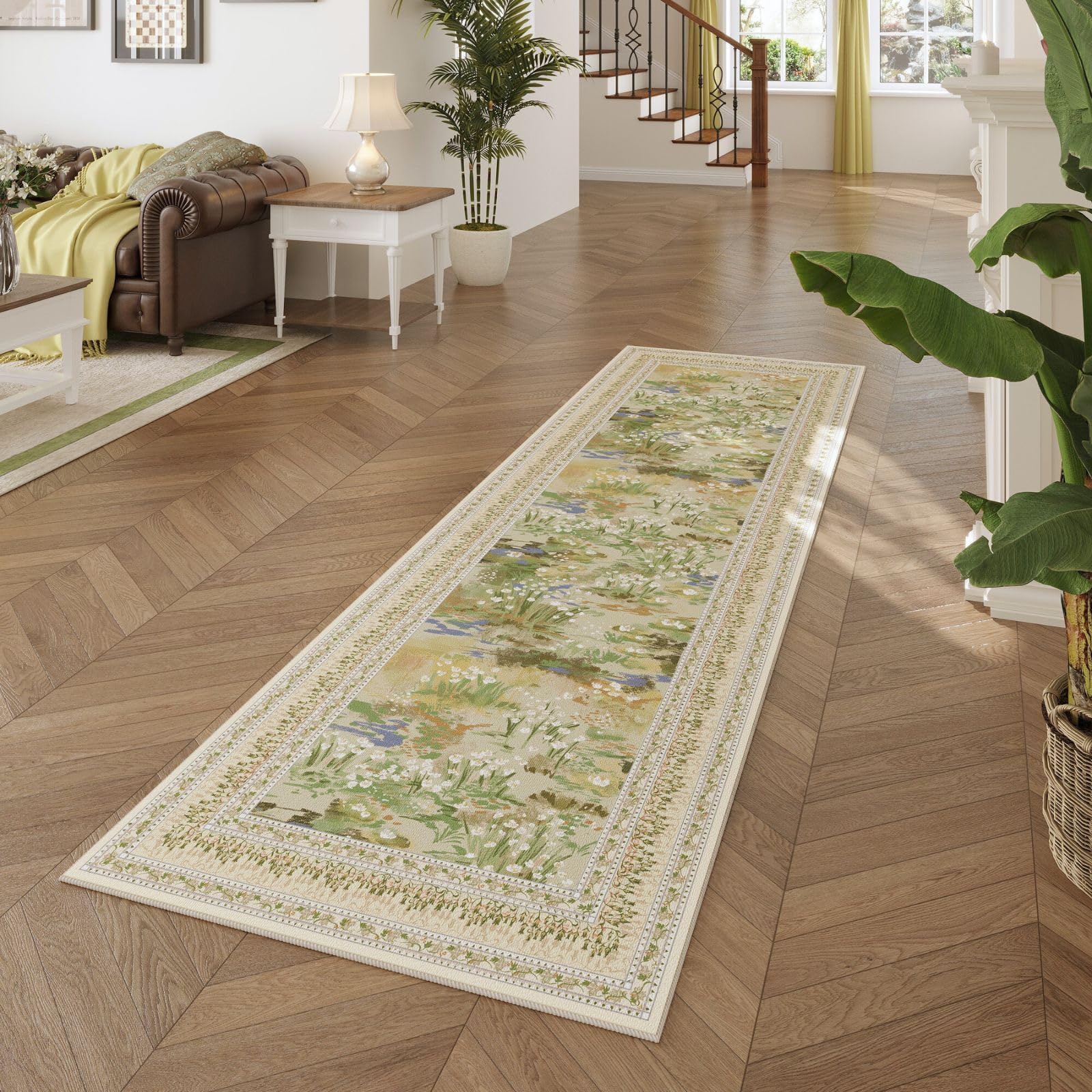 Rugcomf machine-washable kitchen runner simplifies cleaning after spills.