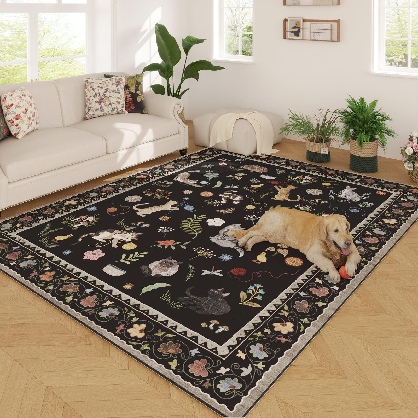 Rugcomf machine washable rug with soft pile for easy cleaning