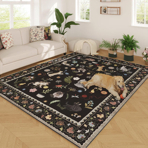 Rugcomf machine washable rug with soft pile for easy cleaning