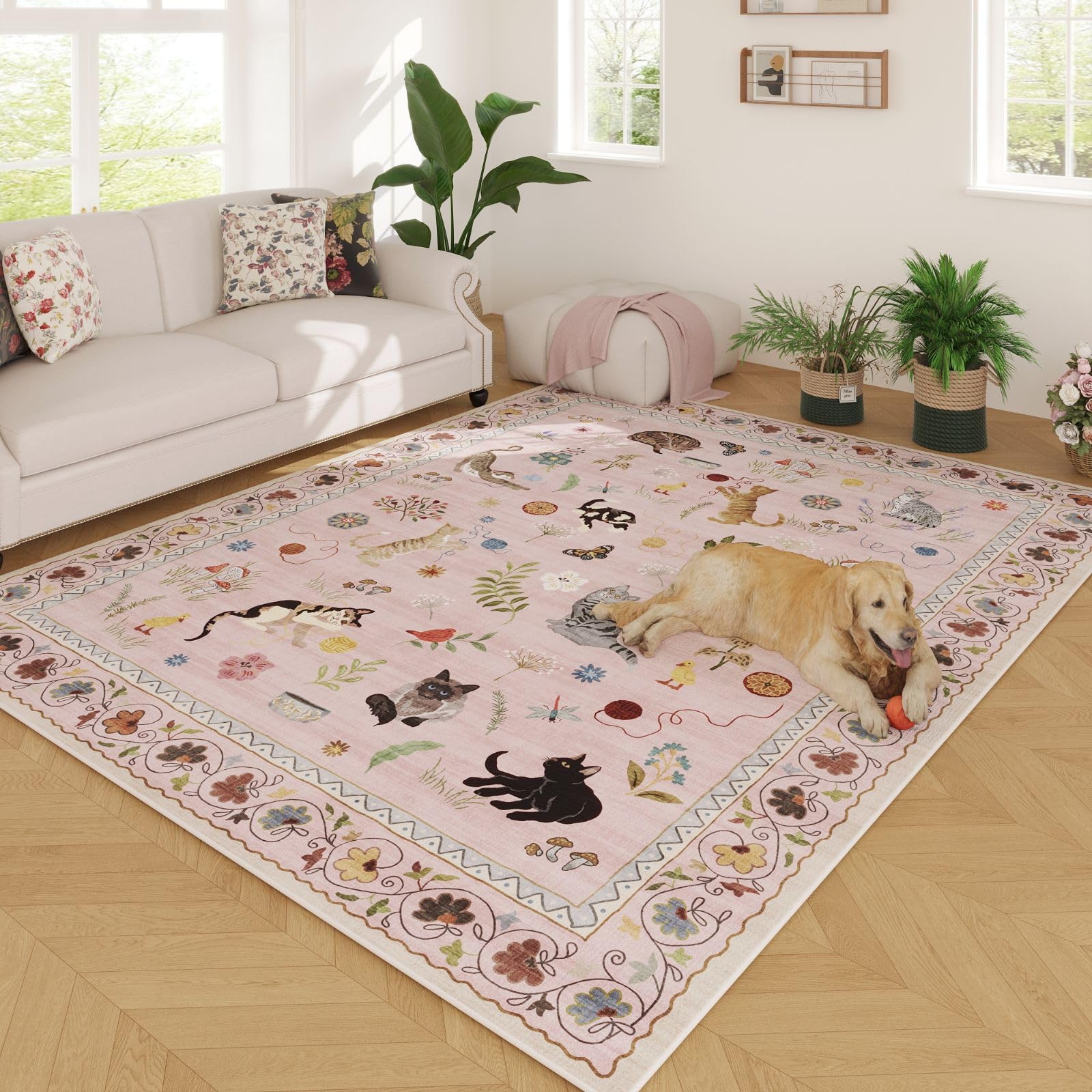 Rugcomf machine-washable rug, easy cleaning for busy homes.