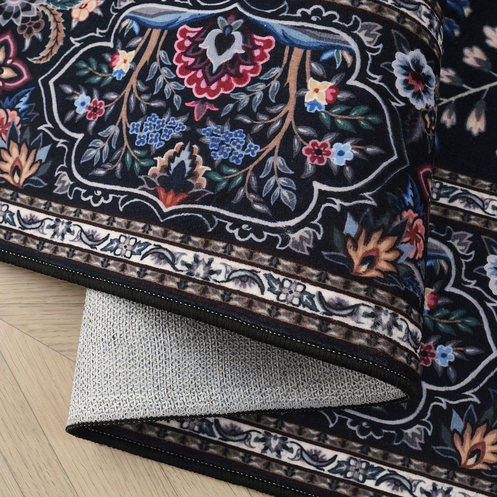 Rugcomf non-slip backing keeps rug securely in place.