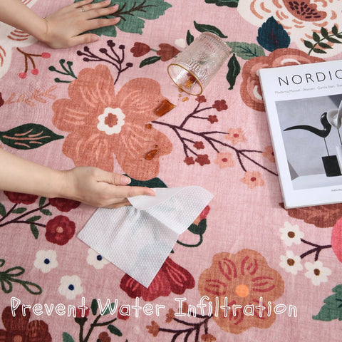 Rugcomf non-slip backing keeps the rug in place on floors.