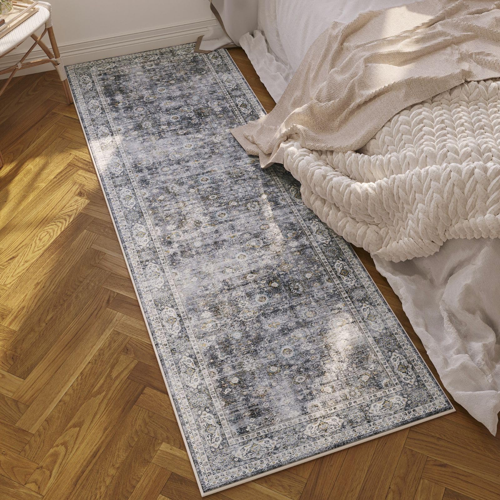 Rugcomf Runner soft grey color complements bedrooms and living spaces.