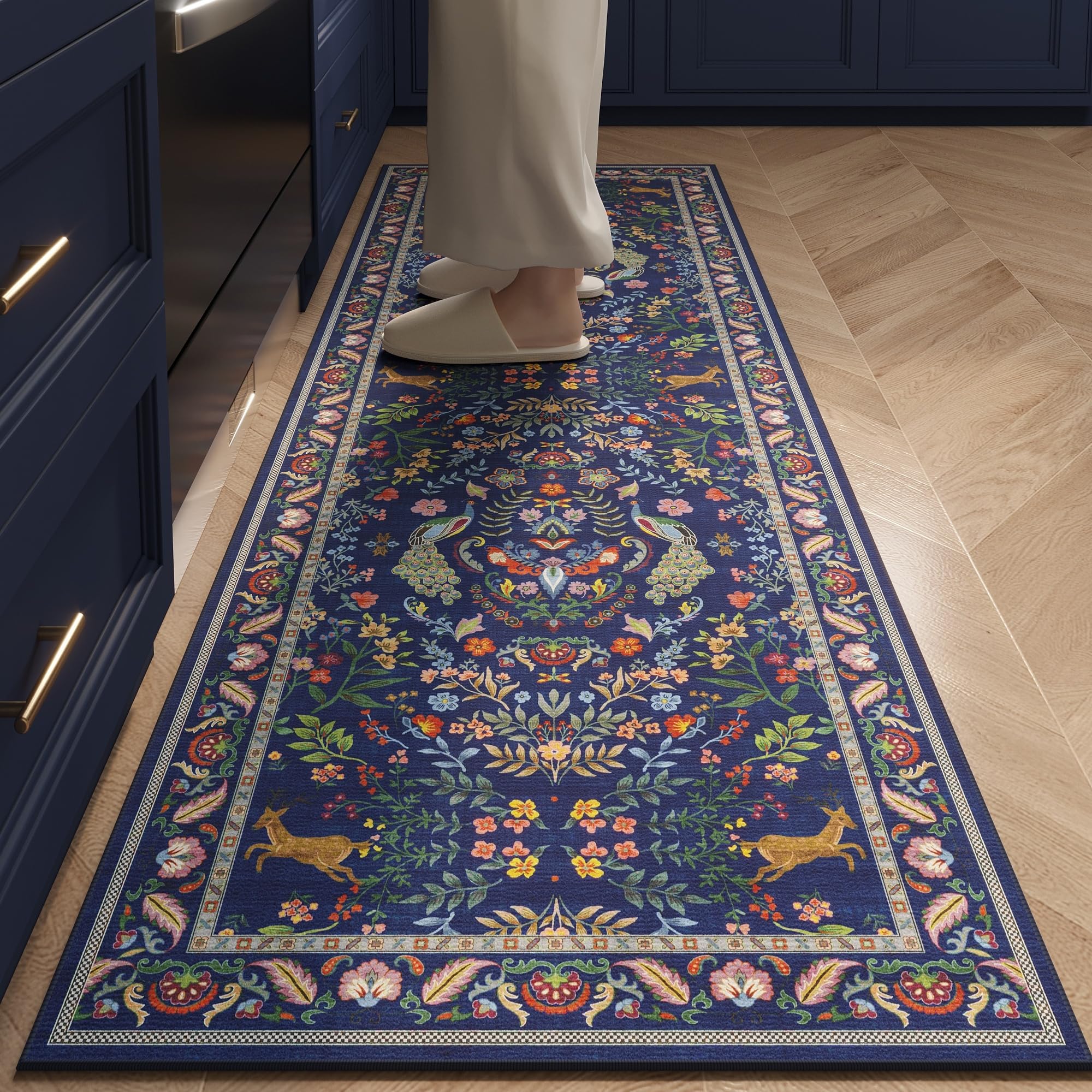 Rugcomf blue floral runner adds vibrant style to living rooms