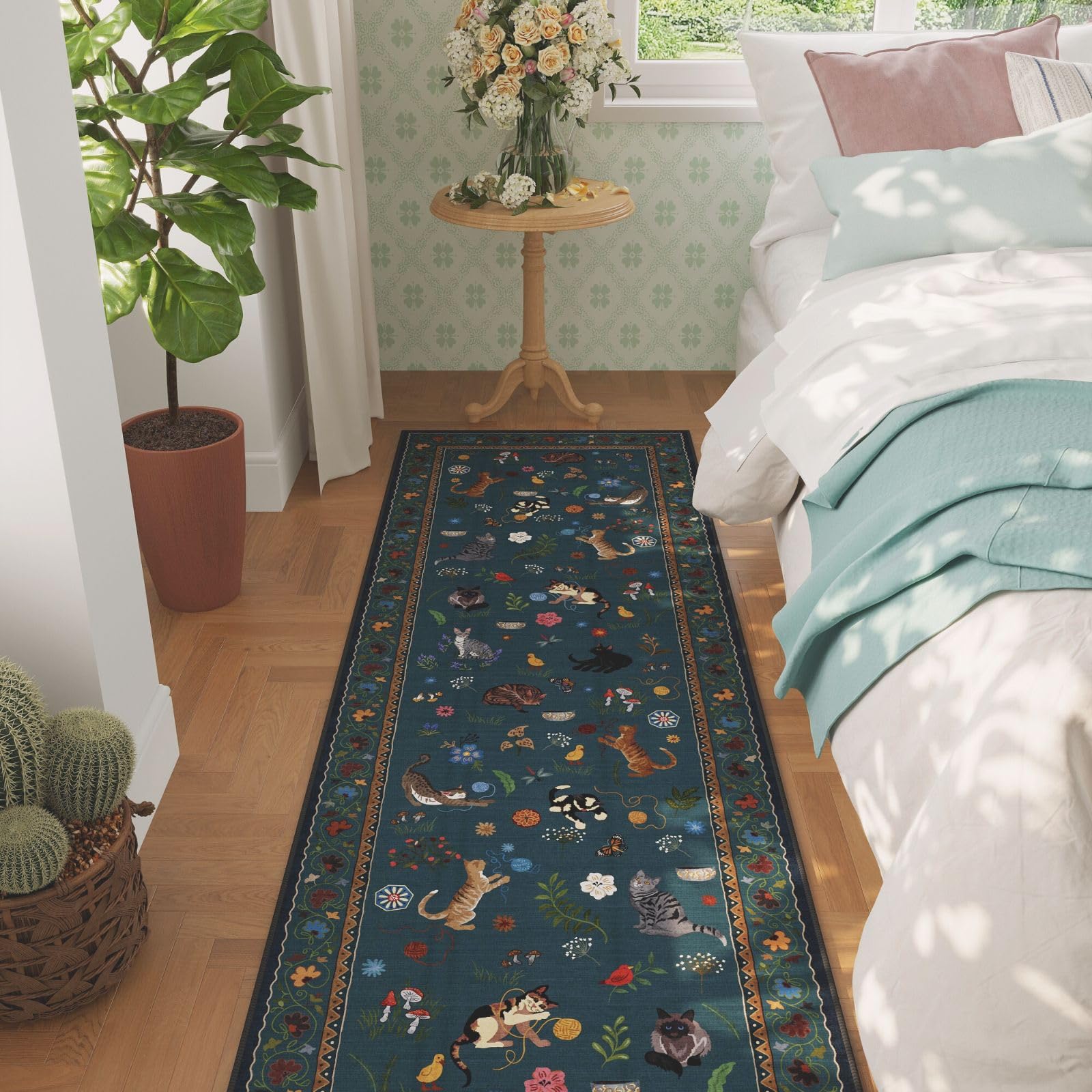 Rugcomf Runner floral animal-pattern adds cheerful style to any room