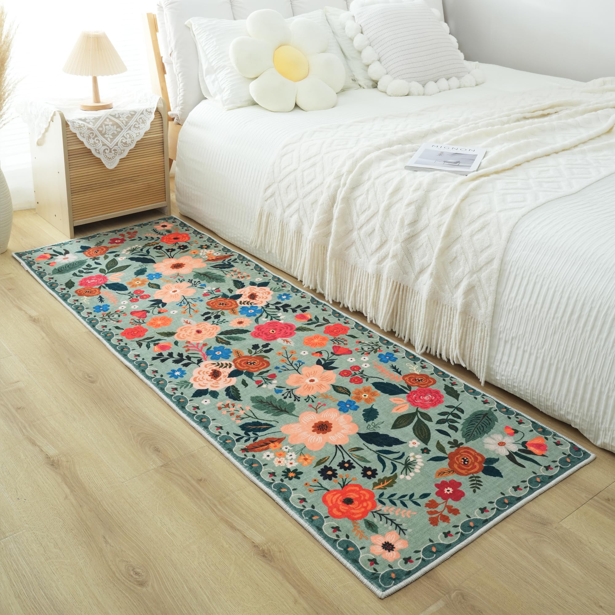 Rugcomf Runner Rug green high-traffic areas stay cleaner with easy maintenance.