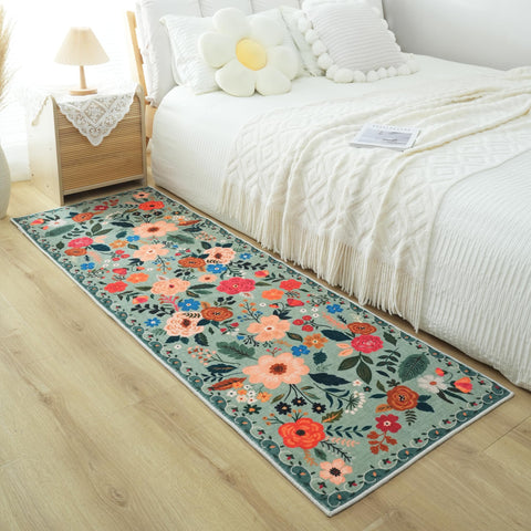 Rugcomf Runner Rug green high-traffic areas stay cleaner with easy maintenance.