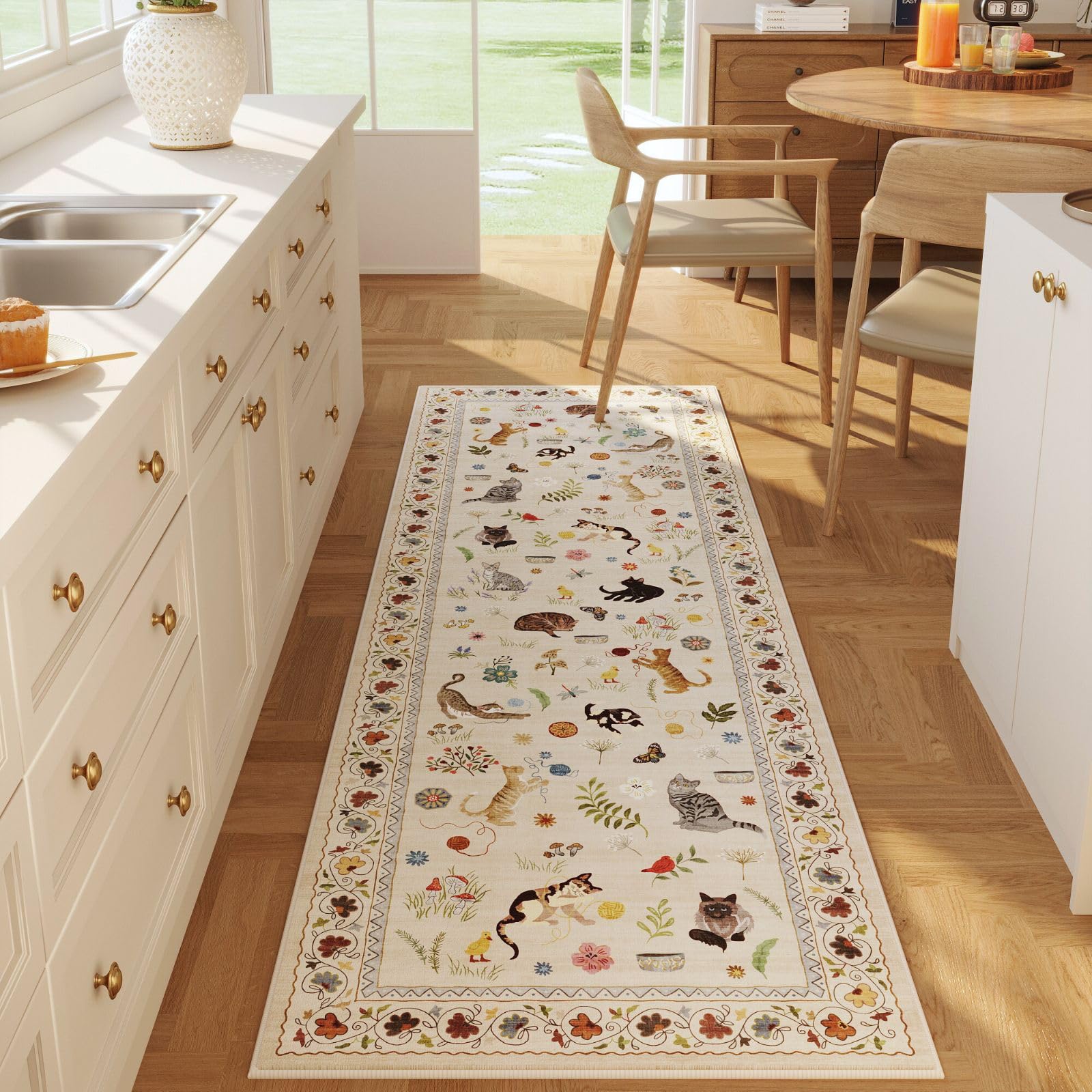 Rugcomf runner kitchen non-slip front view on tile floor