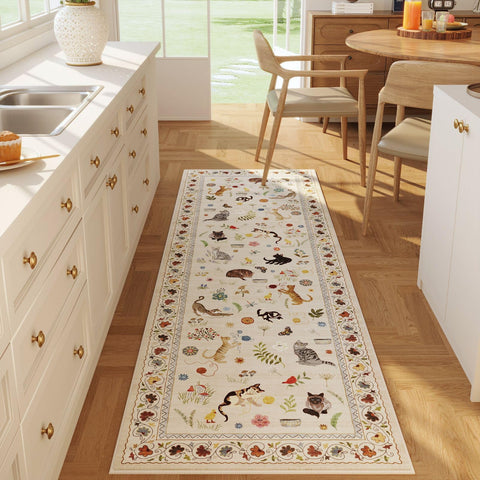 Rugcomf runner kitchen non-slip front view on tile floor