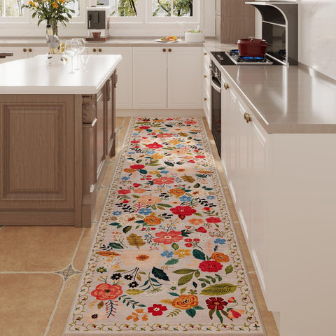 Rugcomf Runners kitchen with soft floral pattern adds warmth underfoot.