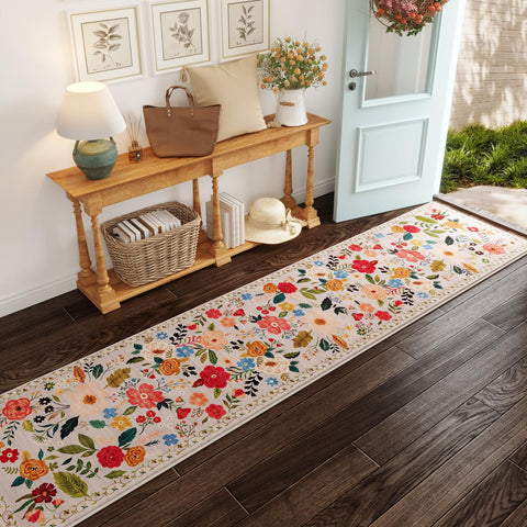 Rugcomf Runners beige back with textured TPR backing holds firmly on hard floors.