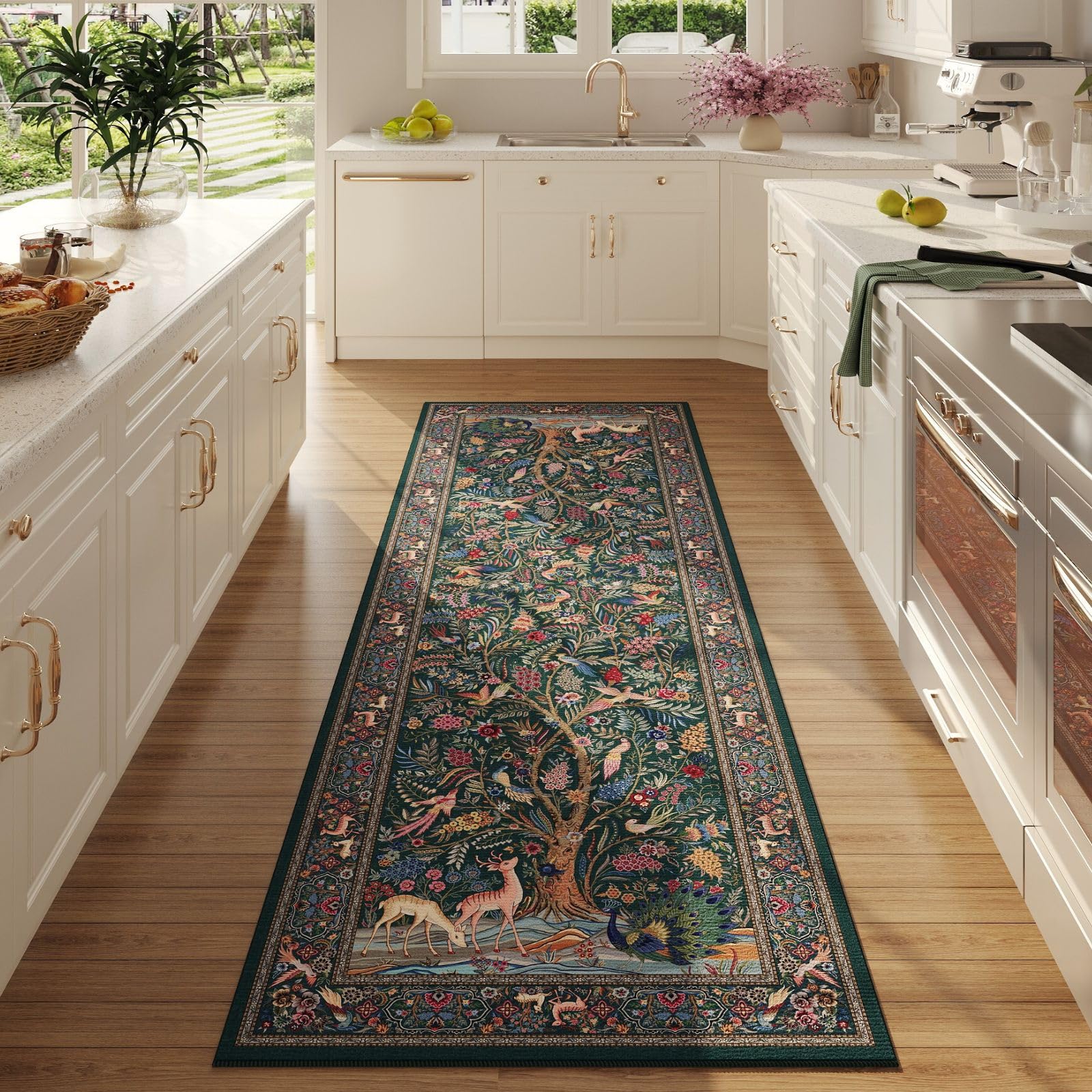 Rugcomf Tree of Life pattern rug adds a vibrant focal point for living spaces.
