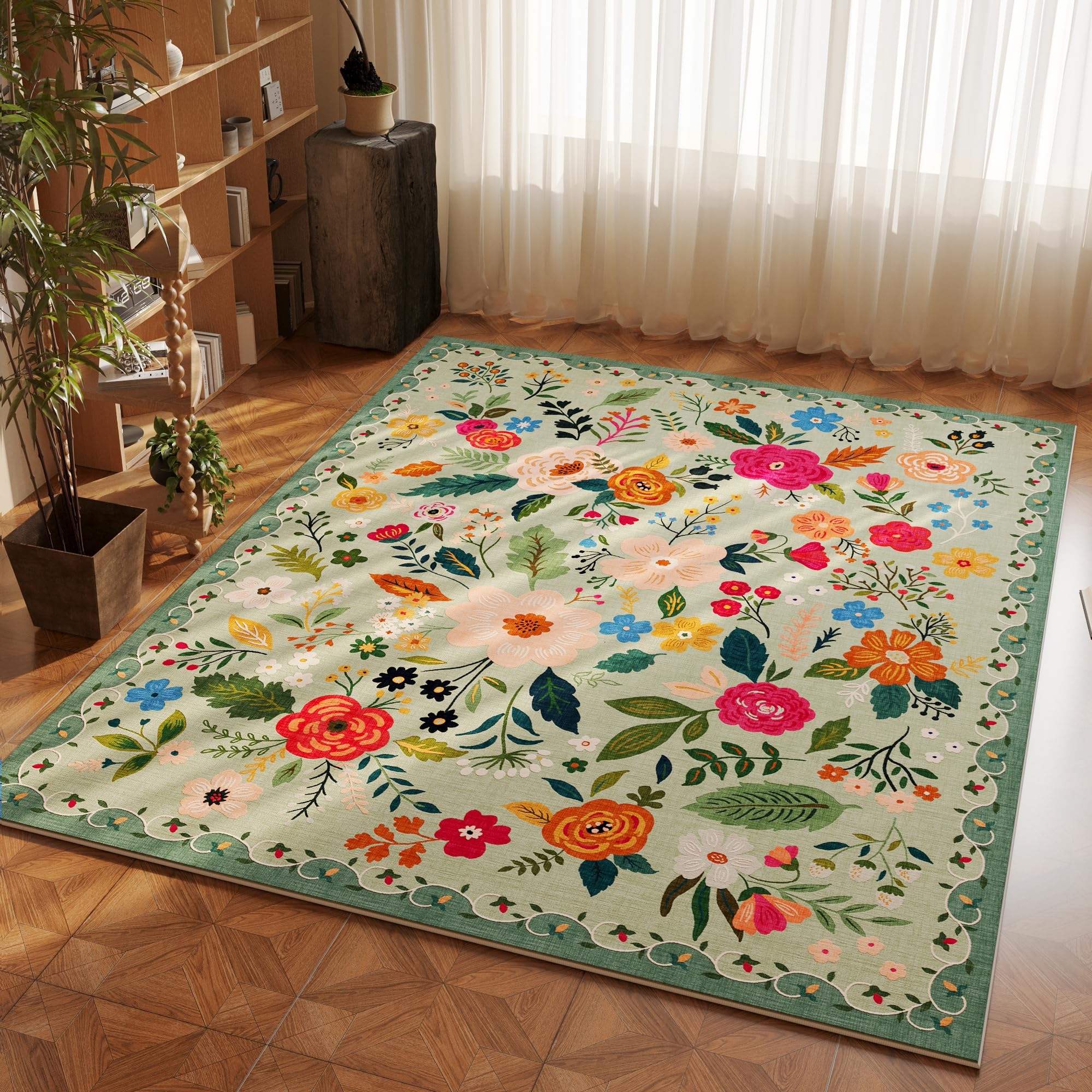 Rugcomf washable area rug 4x6 for easy cleanup and mess-free floors