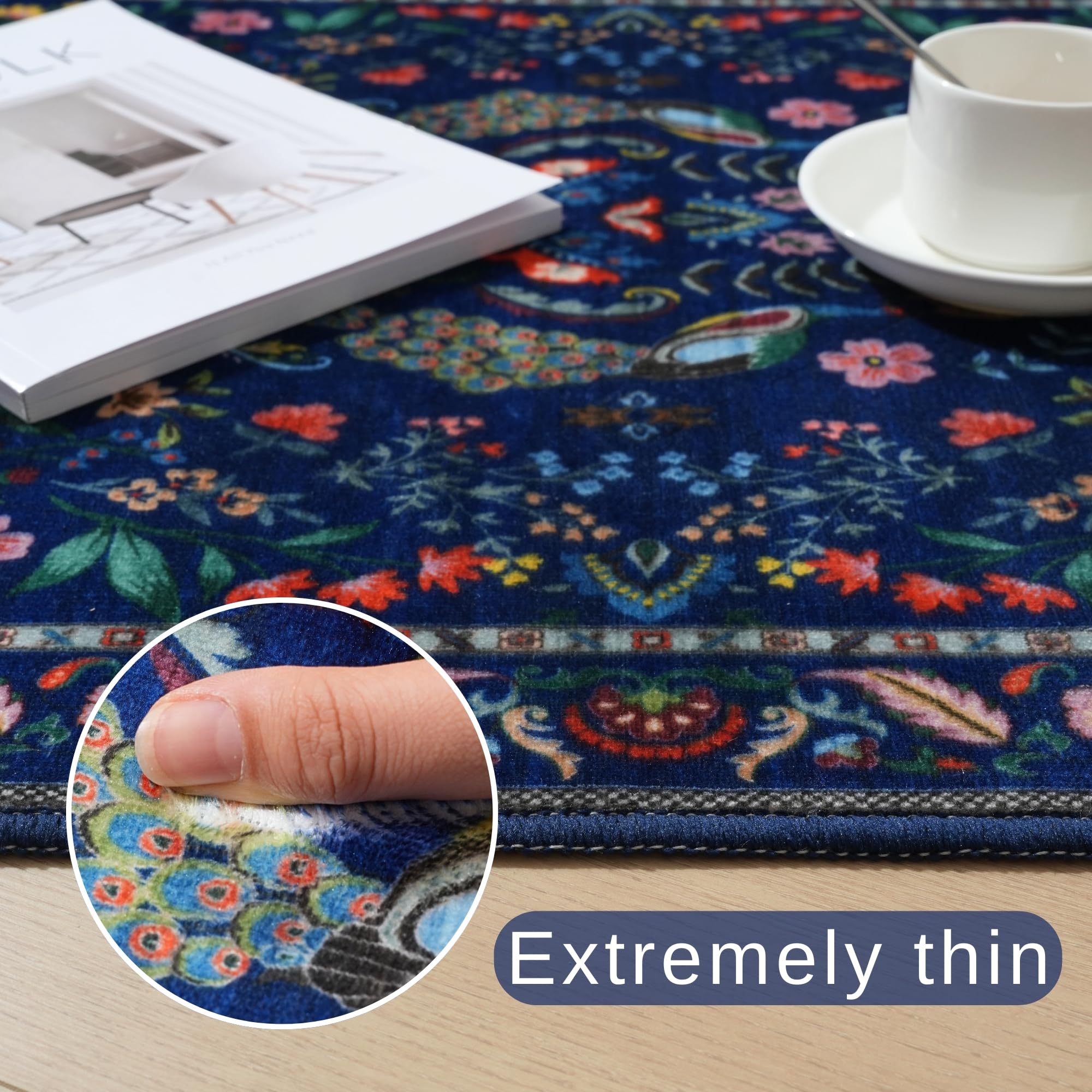 Rugcomf washable blue runner makes cleanup simple after spills
