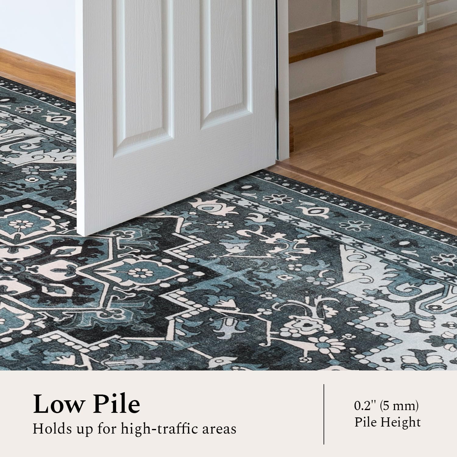 Rugflix non-slip backing with diamond grooves provides safer footing on hard floors