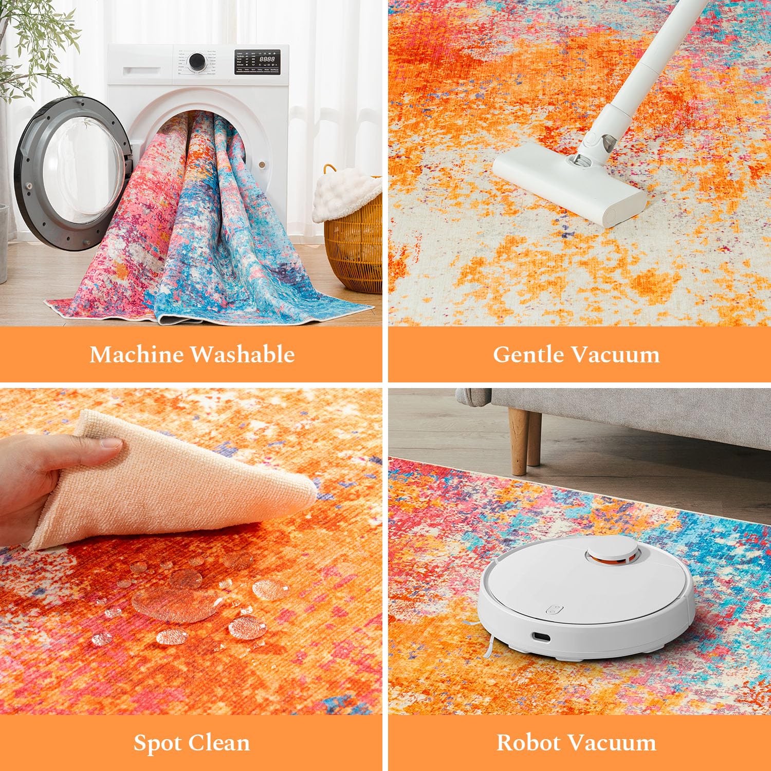 Rugflix non-slip backing prevents sliding on wood or tile floors.