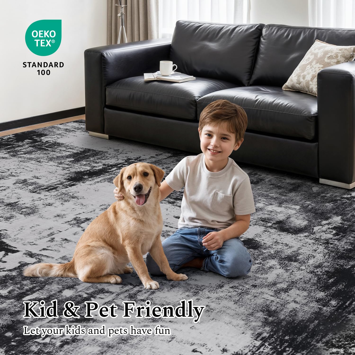 Rugflix pet- and kid-friendly rug keeps homes tidy.
