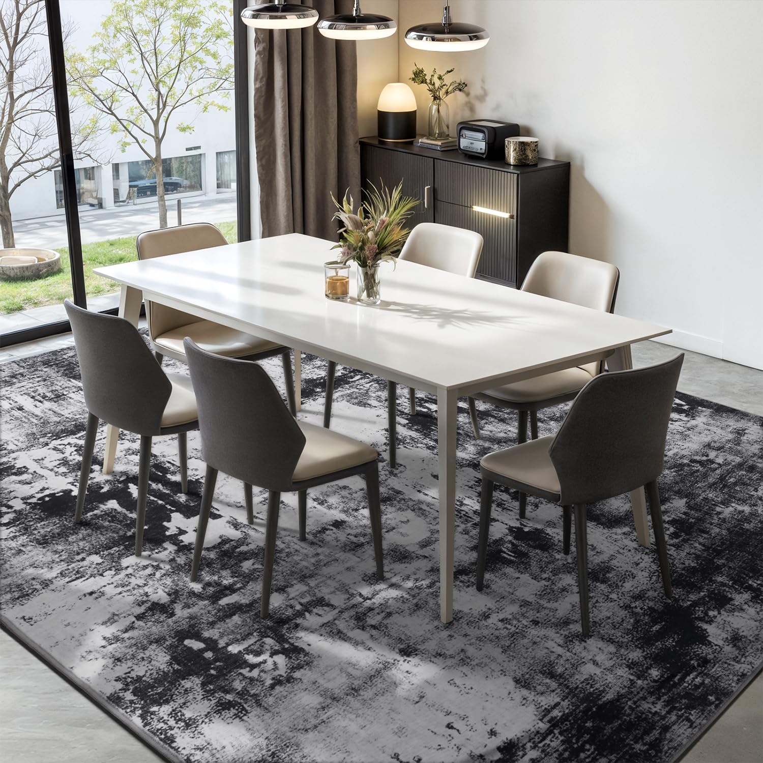 Rugflix stain-resistant weave and backing for durable, easy cleaning.