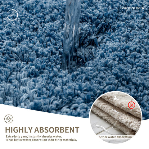Ruggnovea machine washable bath mat stays plush after washing.