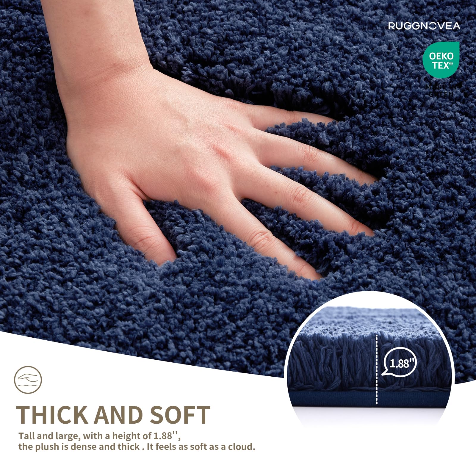 Ruggnovea ultra-soft microfiber rug cushions every step after showers.