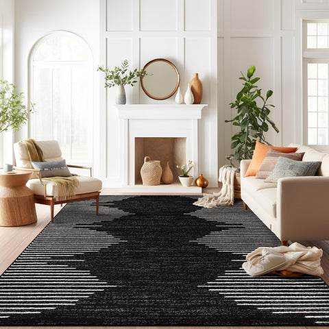 Rugshop Bohemian Stripe area rug 8x10 with bold colors for high-traffic rooms.