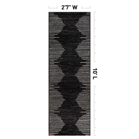 Rugshop Bohemian Stripe soft plush pile adds comfort underfoot during daily use.