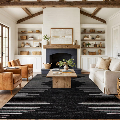 Rugshop Bohemian Stripe stain-resistant rug ideal for kitchens and entryways.