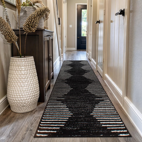 Rugshop Bohemian Stripe stain-resistant runner 2-7x10 for busy hallways.