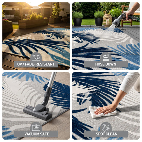 Rugshop Navy Lucca flat weave rug that resists wear and stains.