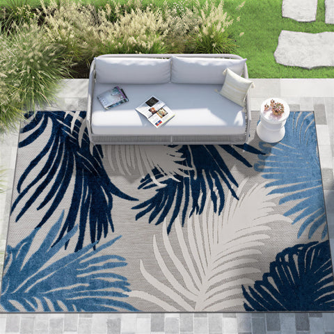 Rugshop Navy Lucca easy-clean polypropylene rug designed for high-traffic areas.