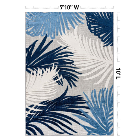 Rugshop Navy Lucca weather-resistant outdoor rug ideal for patios and decks.