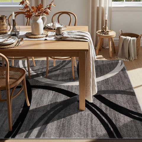 Rugshop Wavy Circles rug blends with transitional decor.