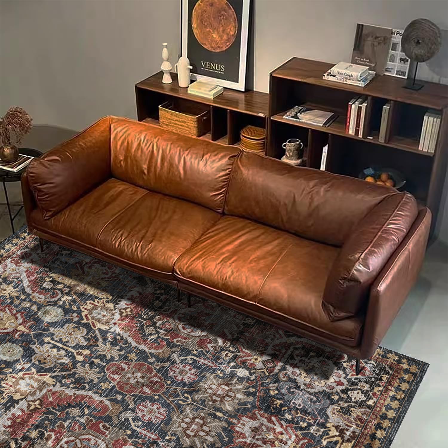 RUGSURE durable low-pile rug endures daily use in living spaces.