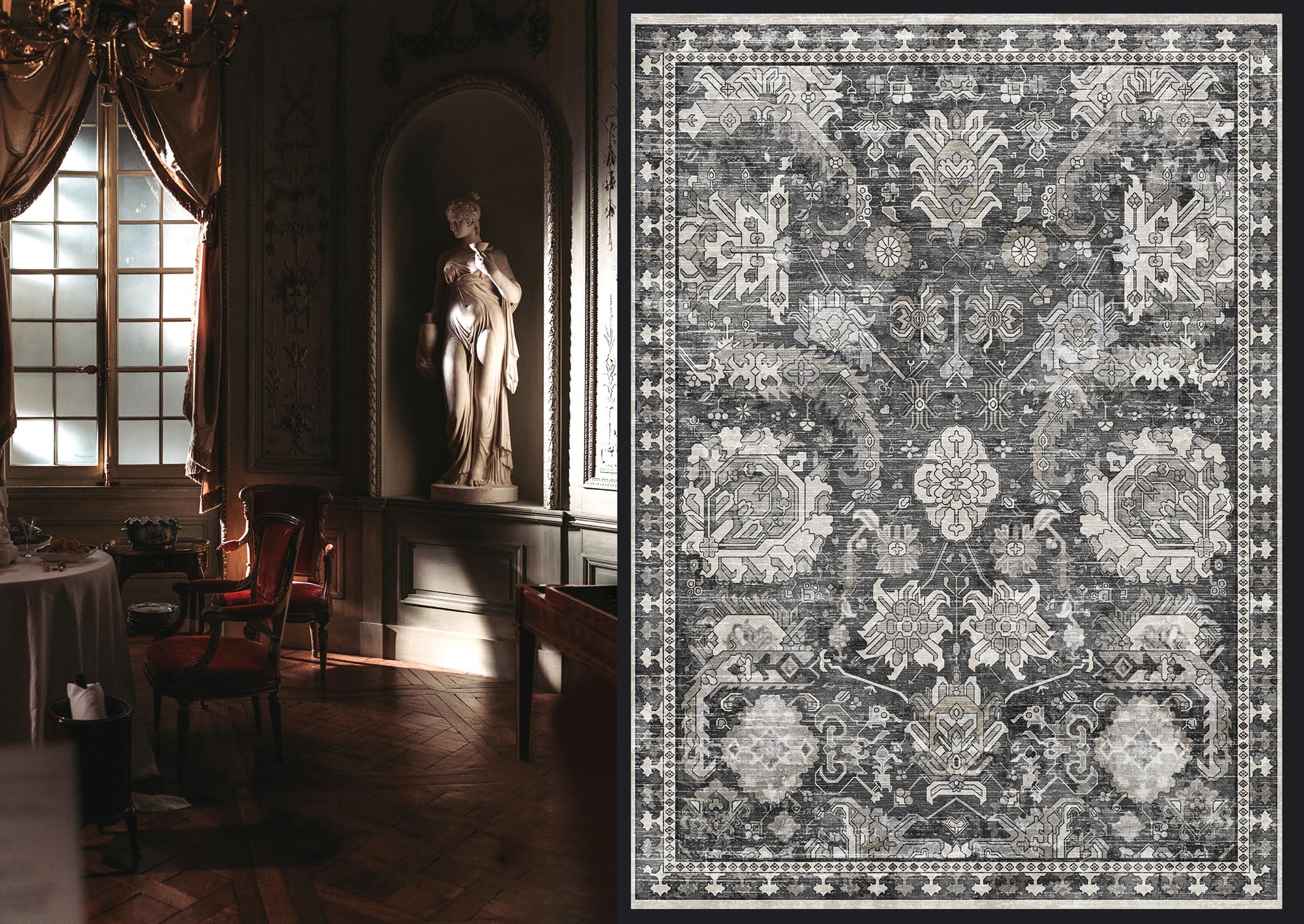 RUGSURE non-slip back keeps the rug secure in busy living spaces.