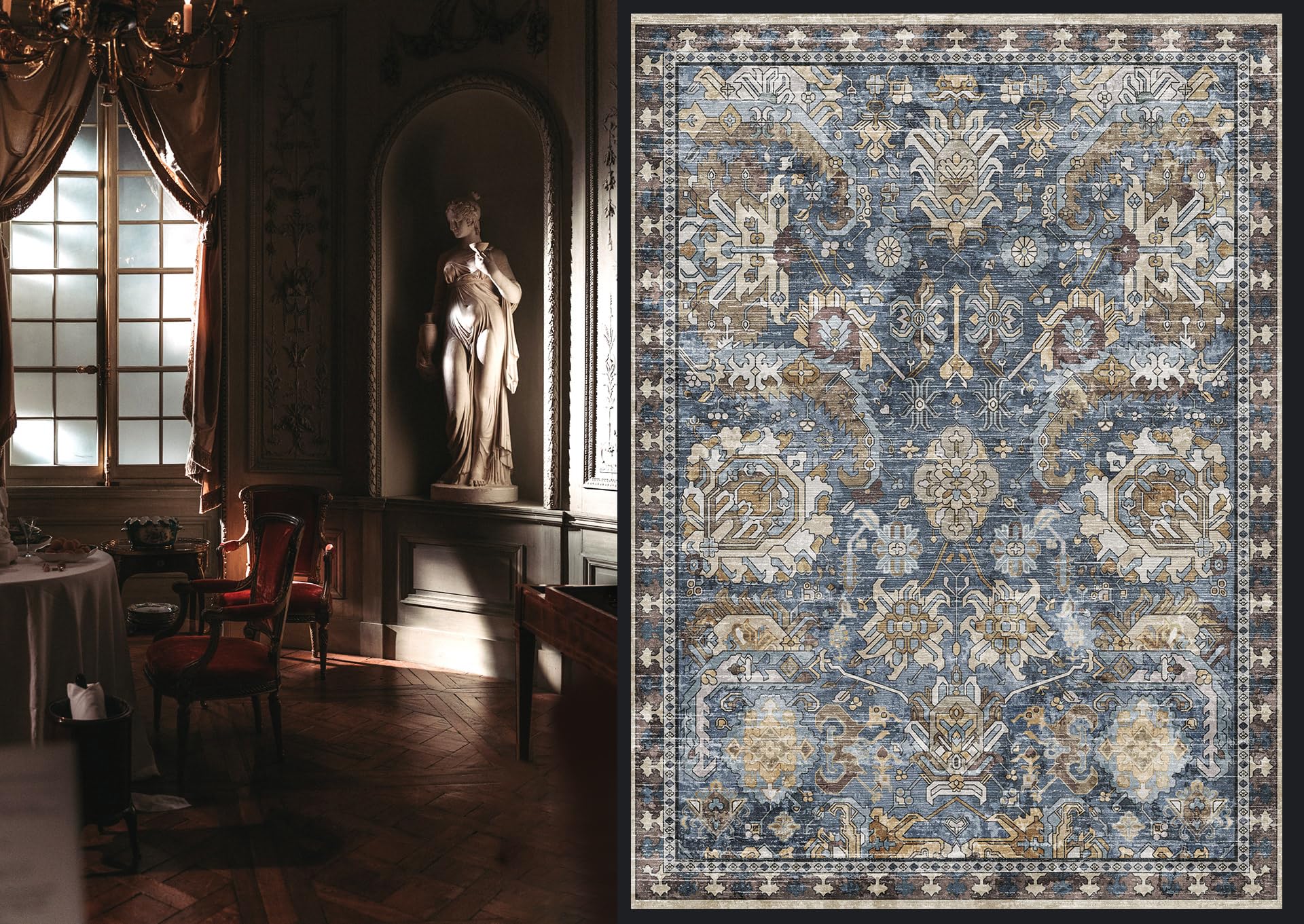 RUGSURE vintage tribal central medallion rug enhances cozy decor