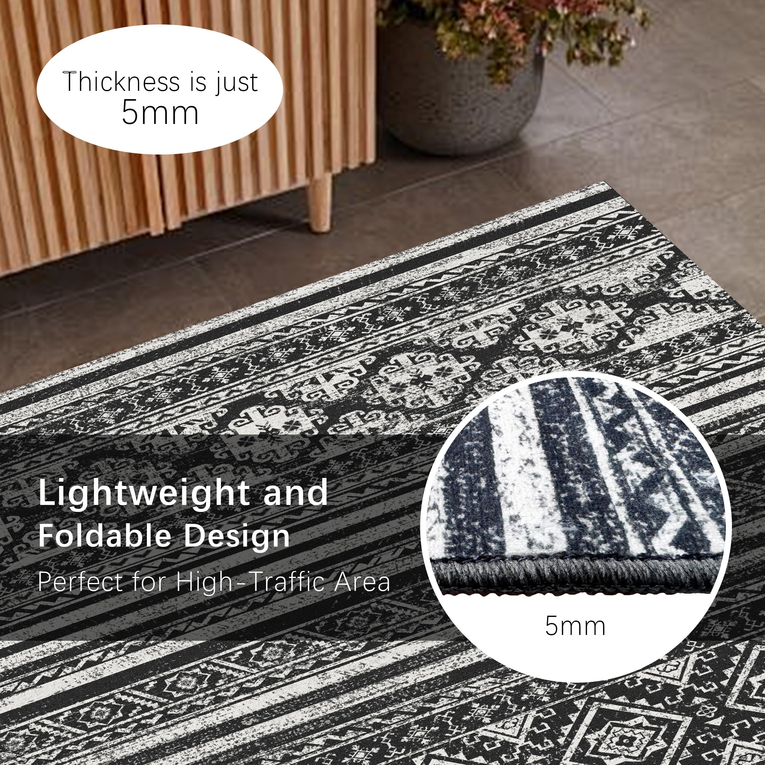 RUGSURE washable area rug dining room setup showing versatile family-friendly styling