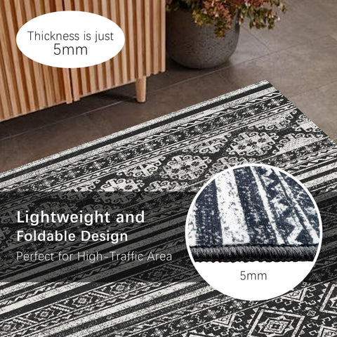 RUGSURE washable area rug dining room setup showing versatile family-friendly styling