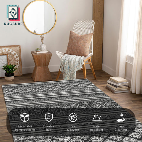 RUGSURE washable area rug machine-washable tag for at-home cleaning