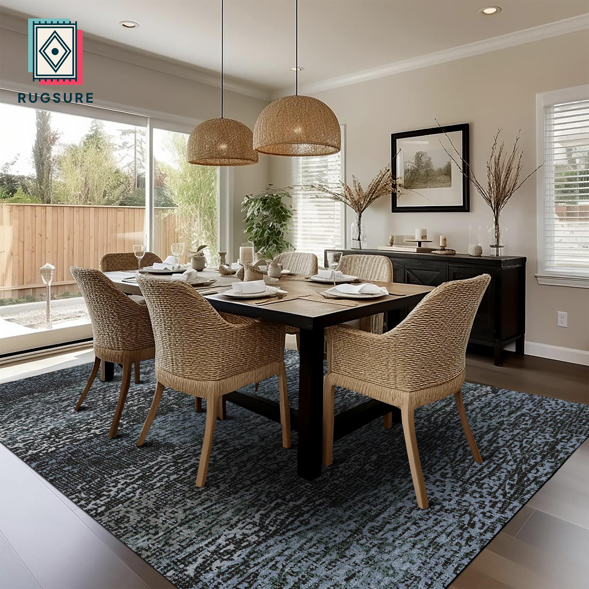 RUGSURE digital-printed rug preserves vintage detail and color depth.