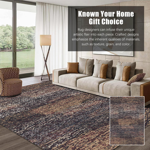 RUGSURE washable area rug dining area scene shows stable, easy-care setup.