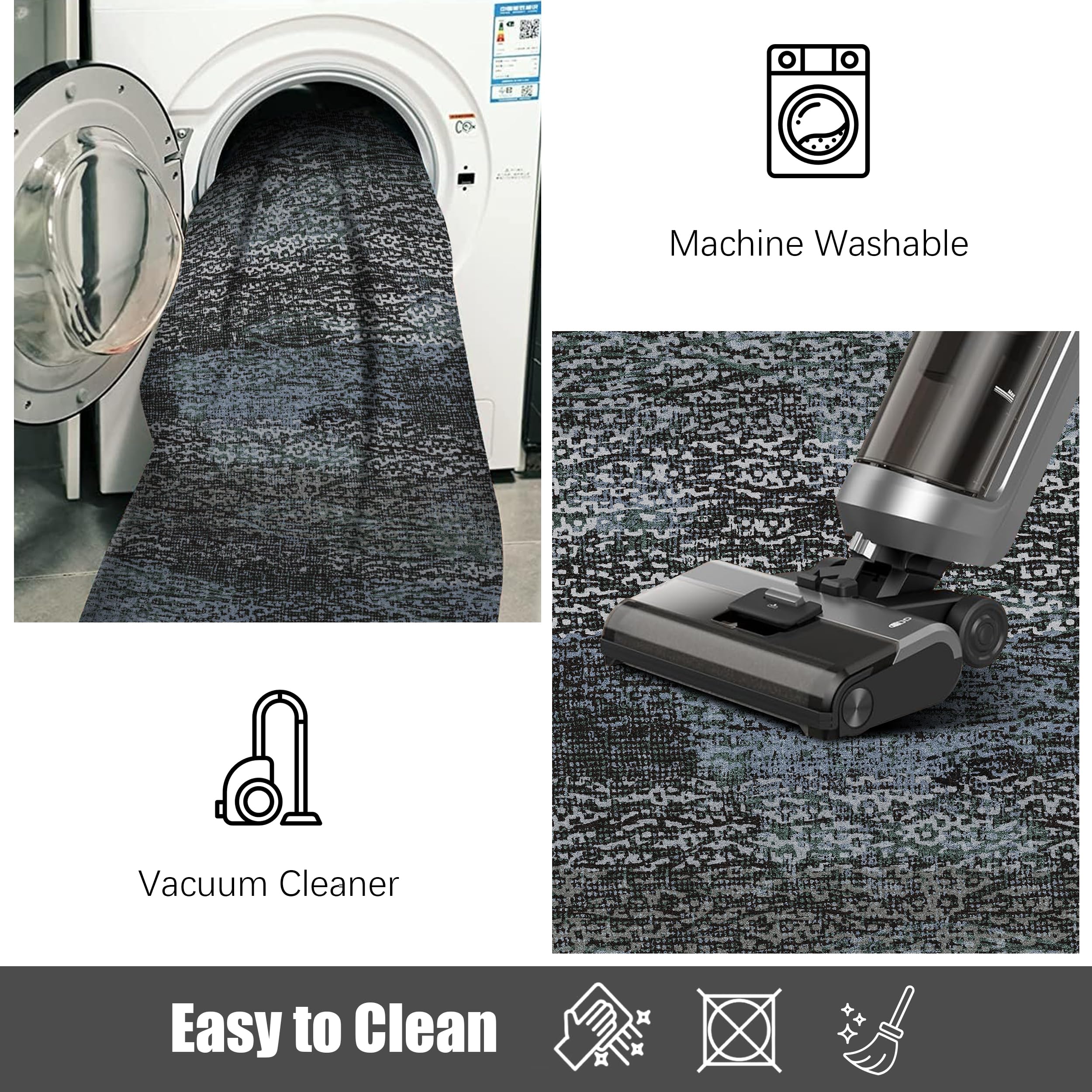 RUGSURE Washable Area Rug durable low-pile design suits high-traffic areas.