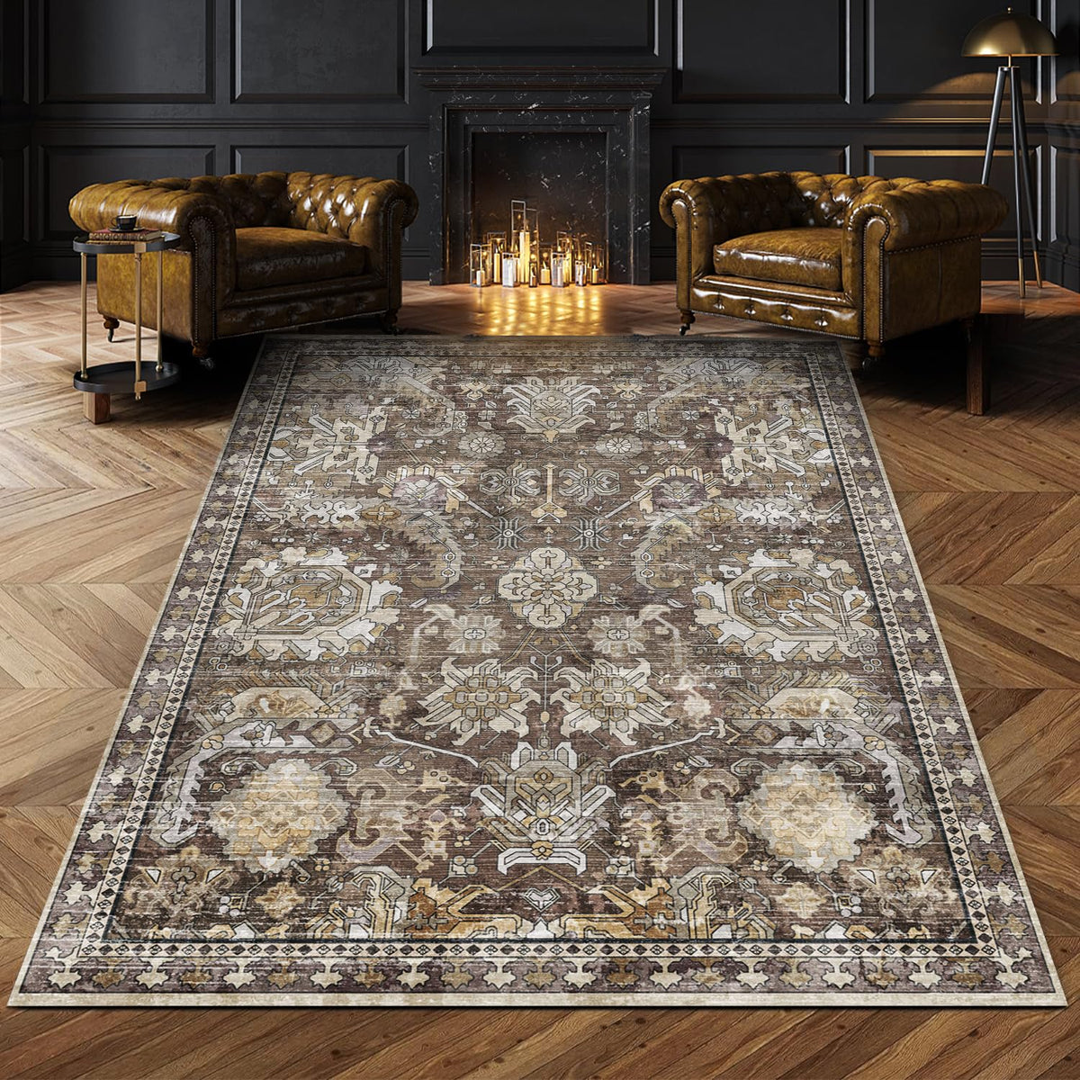 RUGSURE Washable Area Rug with foldable design for easy washing and setup.