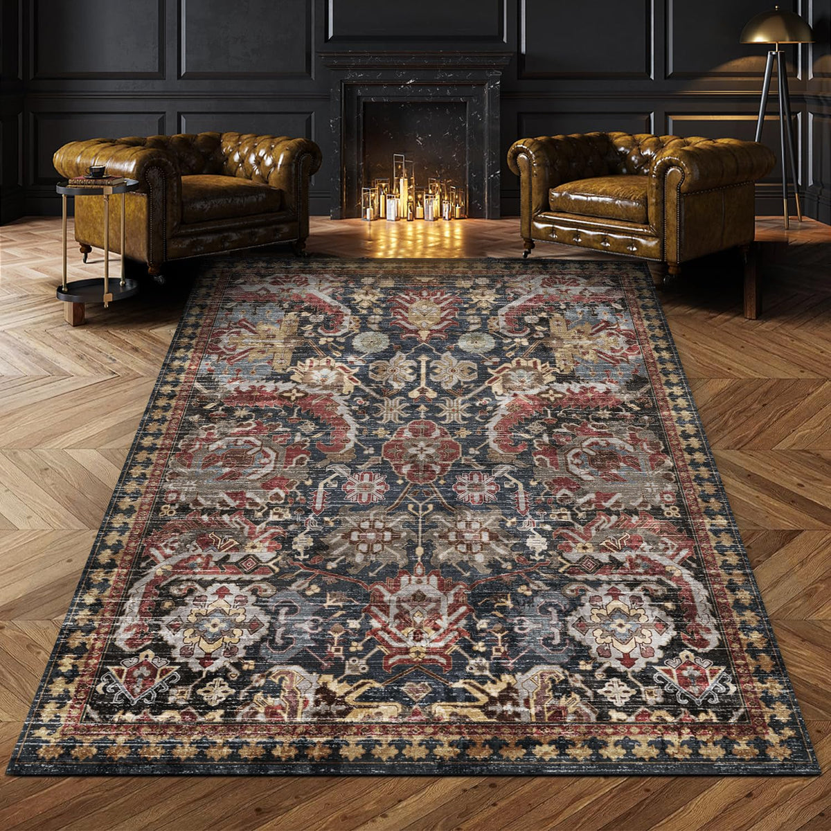 RUGSURE washable area rug with non-slip backing for busy living rooms.