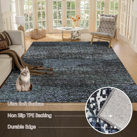 RUGSURE Washable Area Rug shown in a living room setup for everyday use.