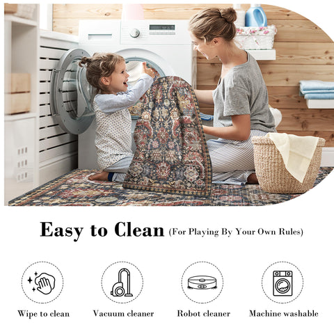 RUGSURE Washable Area Rug living room setup with versatile styling
