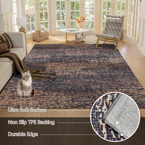 RUGSURE washable area rug machine-washable care in simple cleaning routine.