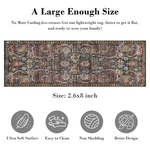 RUGSURE Washable Area Rug non-slip backing highlights secure placement