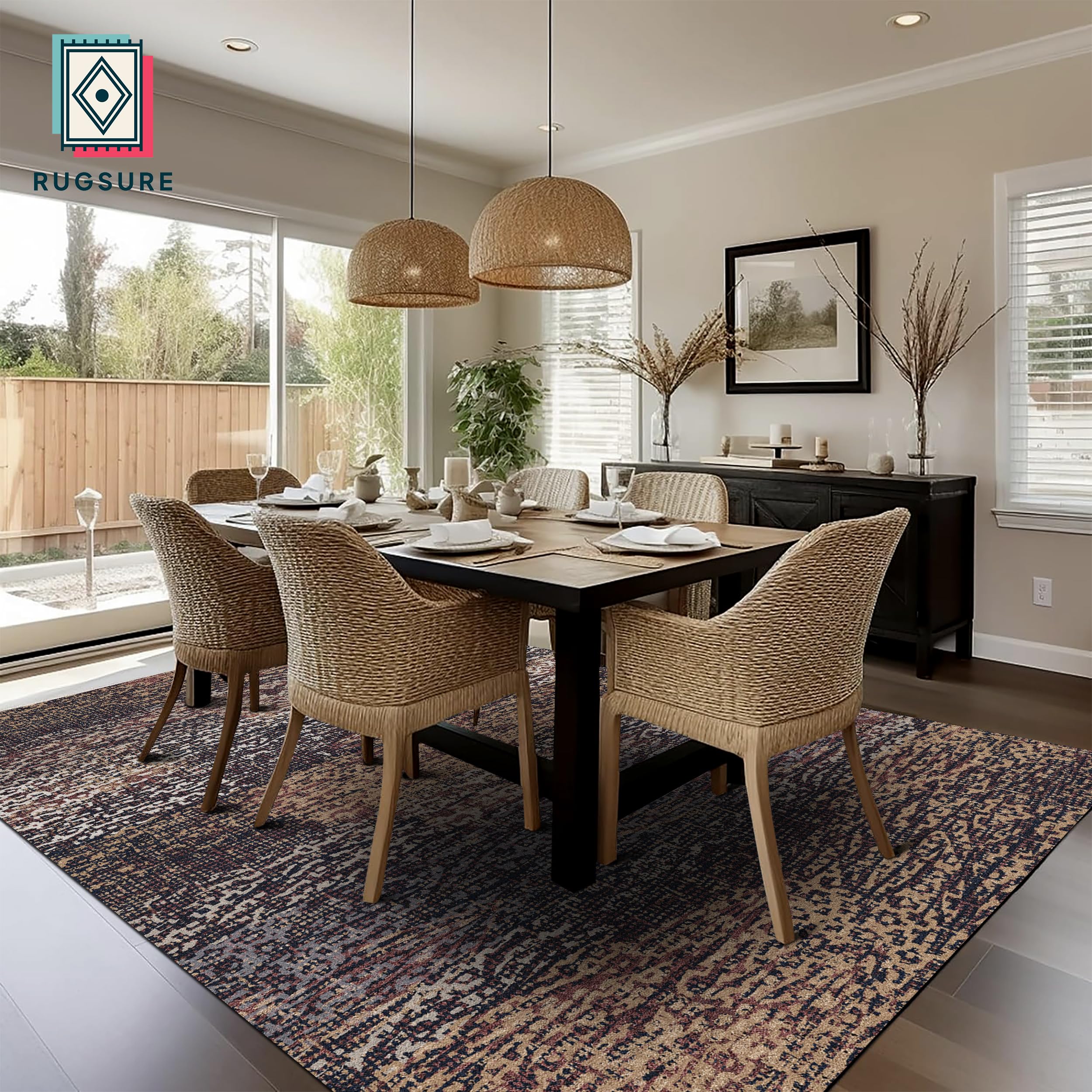 RUGSURE washable area rug playroom scene highlights kid- and pet-friendly surface.