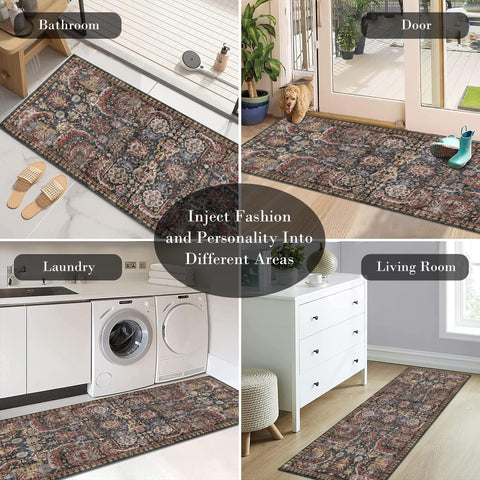 RUGSURE Washable Area Rug warm rust color complements any room